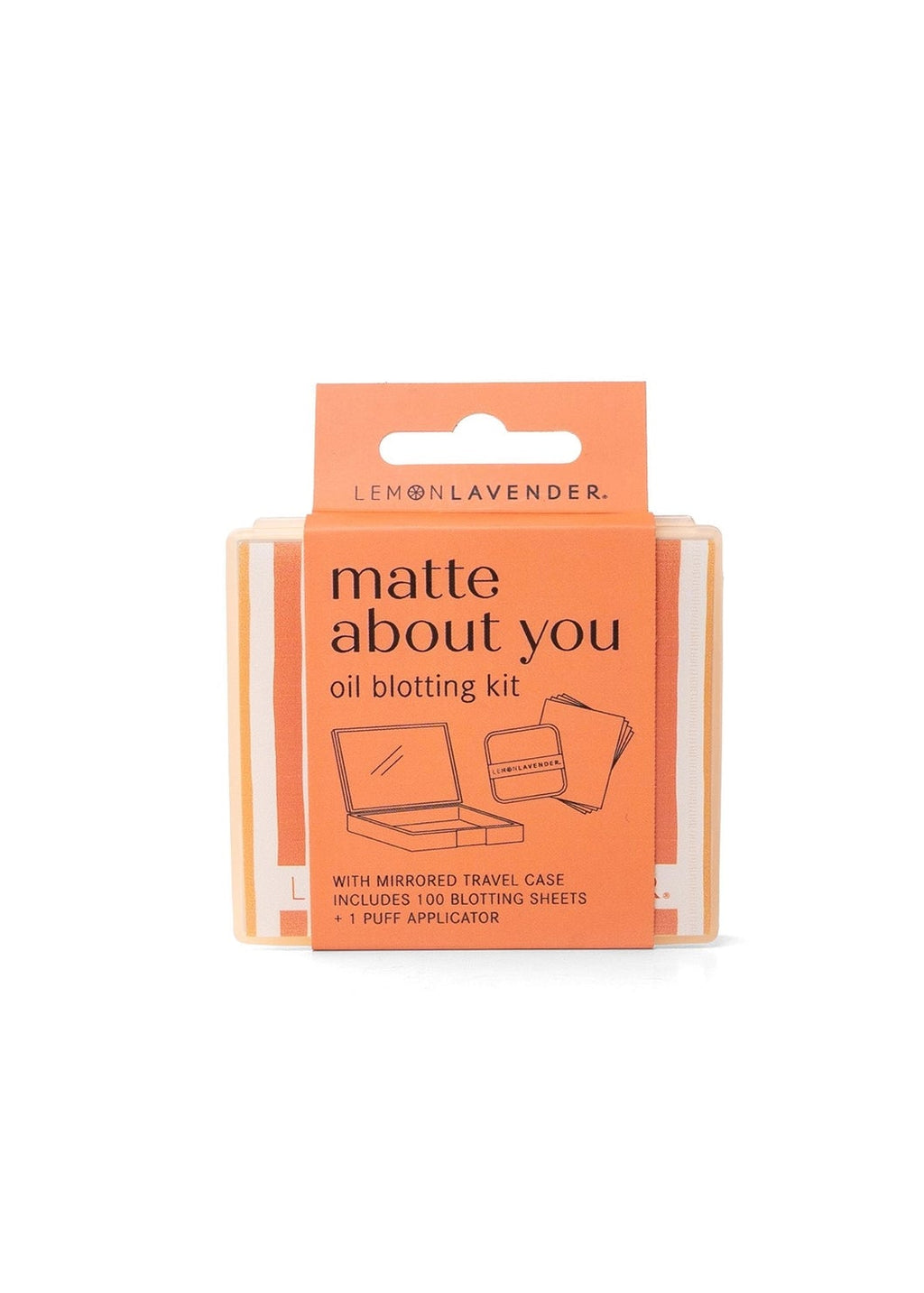 Oil blotting kit packaging with 'Lemon Lavender' branding on a white background