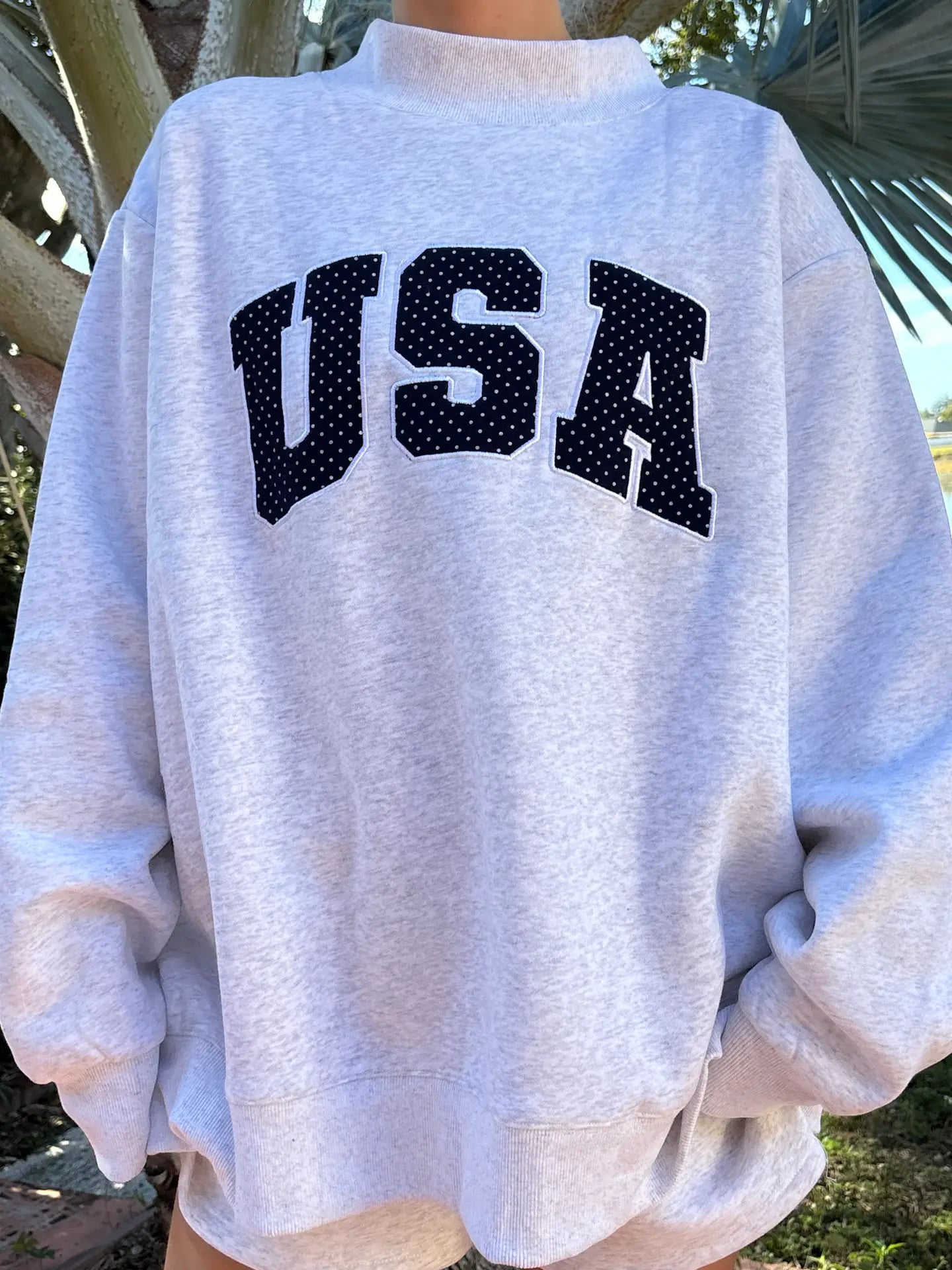 Polka Dot USA Mockneck Sweatshirt