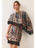 The Leopard Fringe Poncho Top