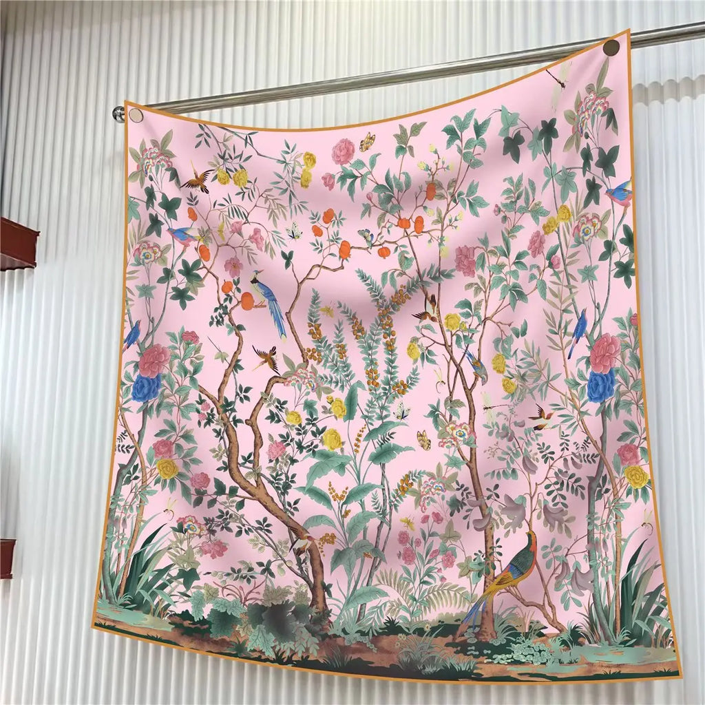 Jungle Birds Twill Silk Travel Scarf