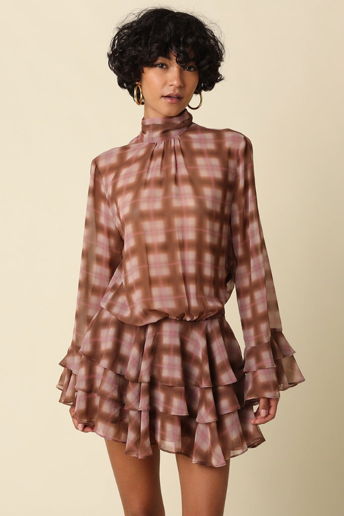 Daphne Soft-Grid Tiered Mini Dress