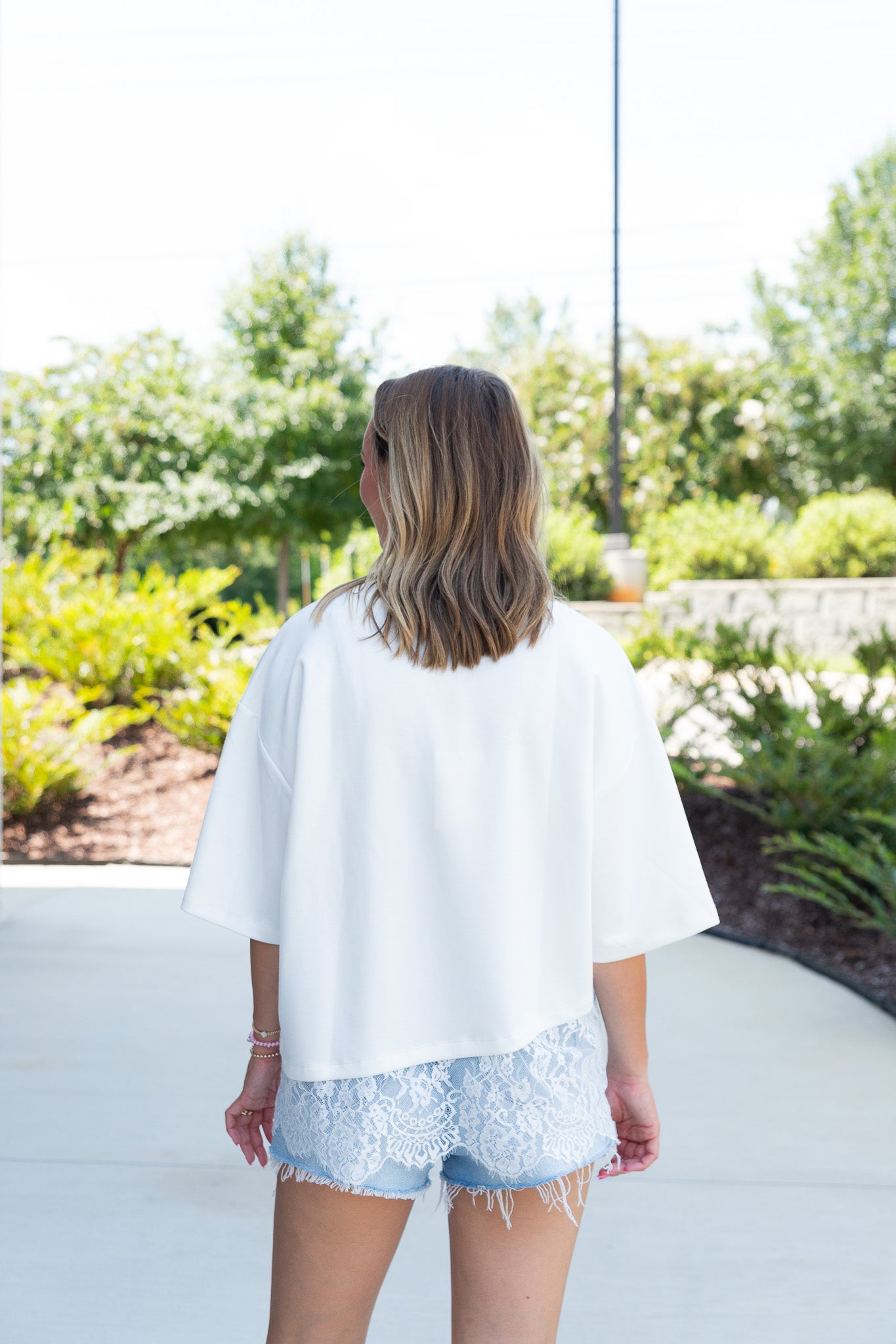Lace Detail Oversized Tee