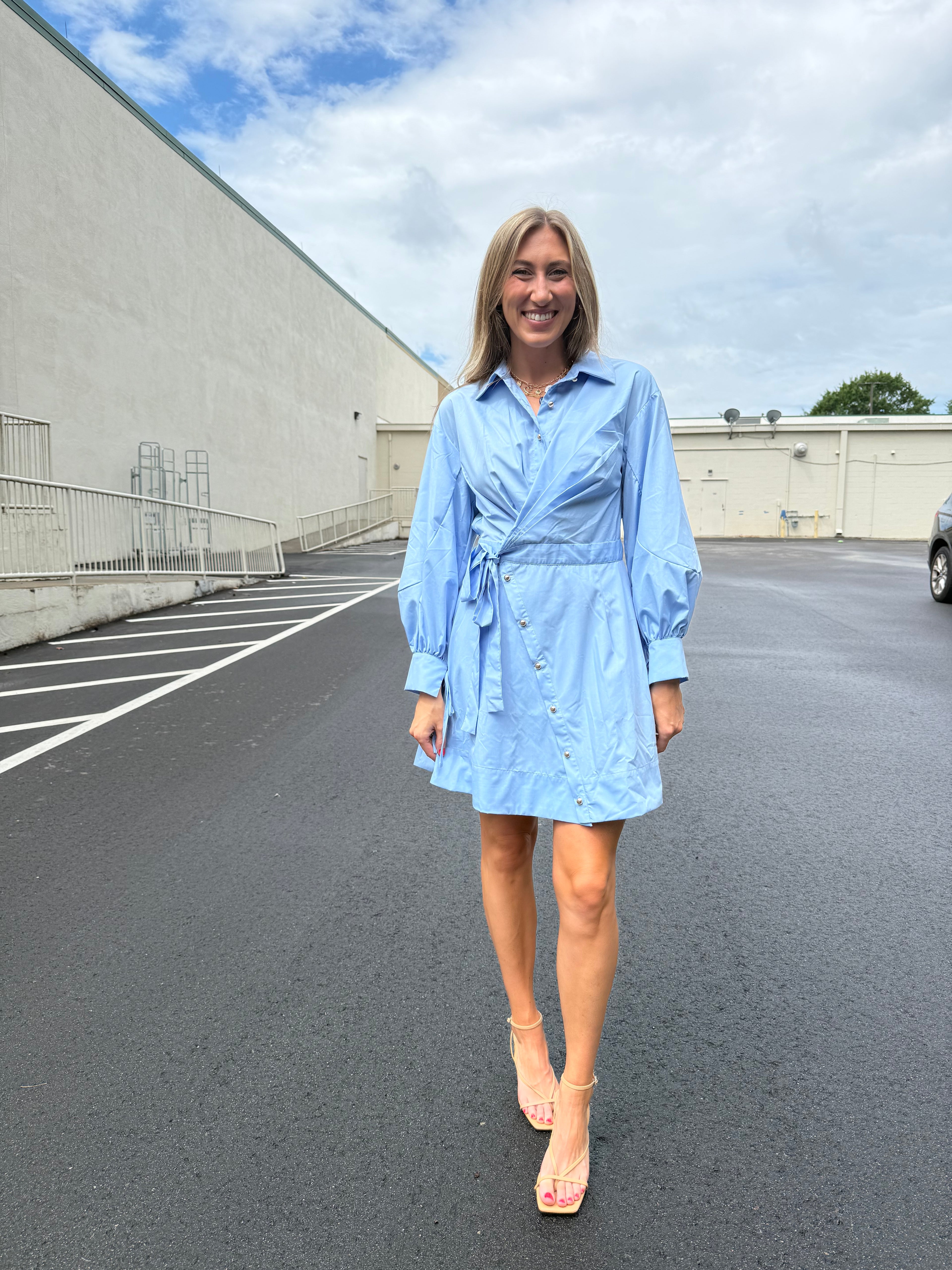 Dahlia Wrap Front Shirt Mini Dress