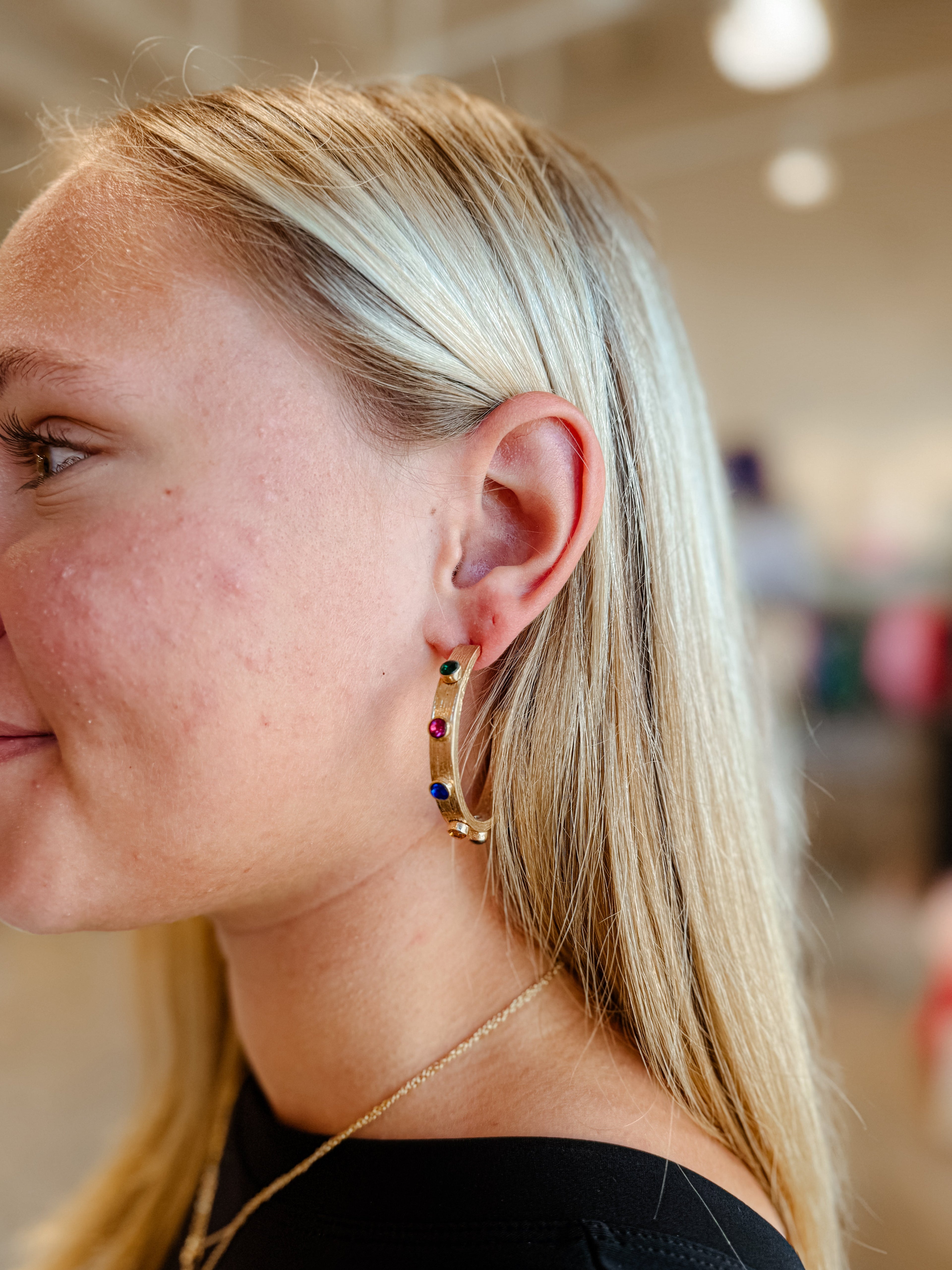 45mm Crystal Station Textured Hoops