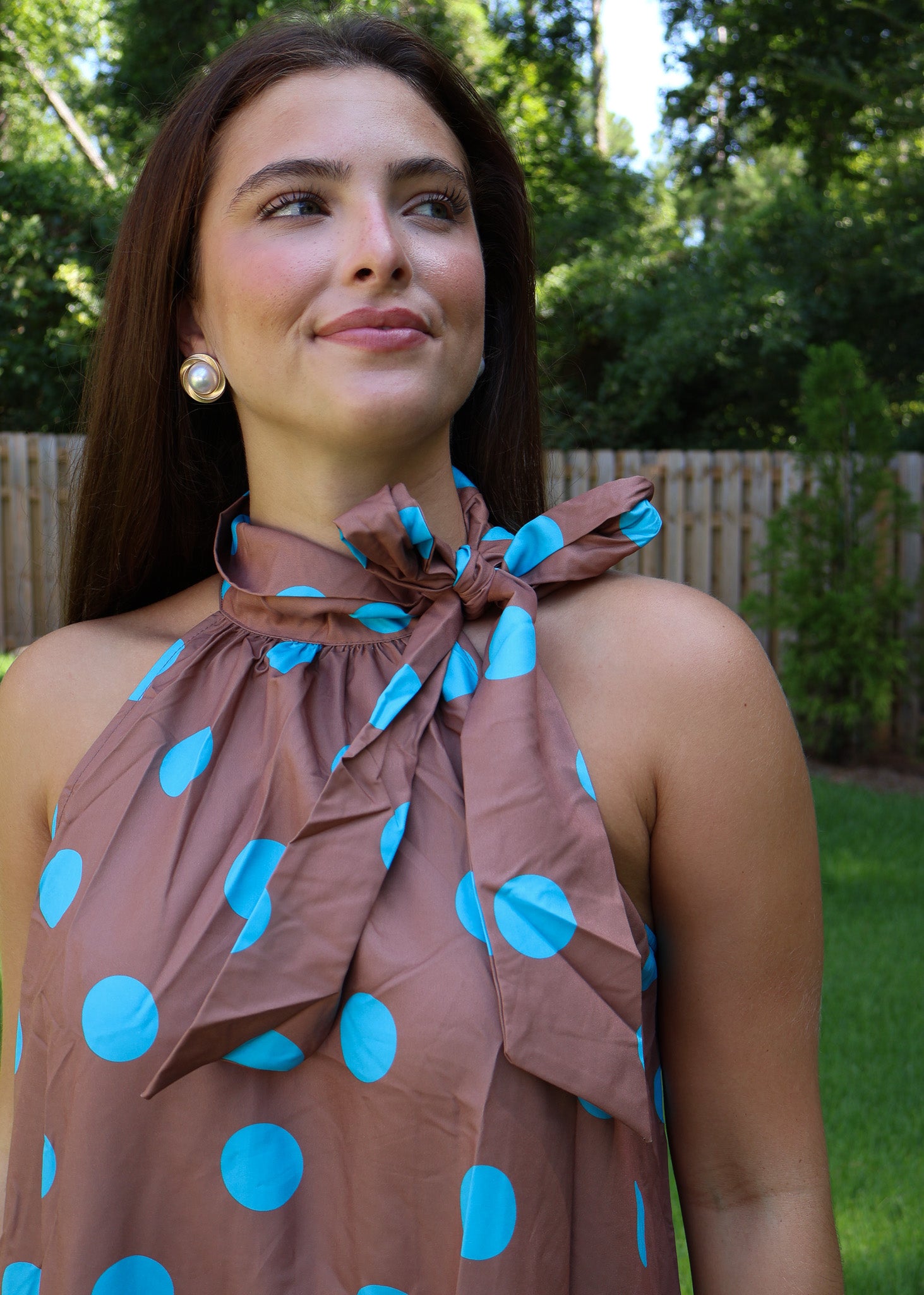 Celine Polka Dot Bow Neck Dress