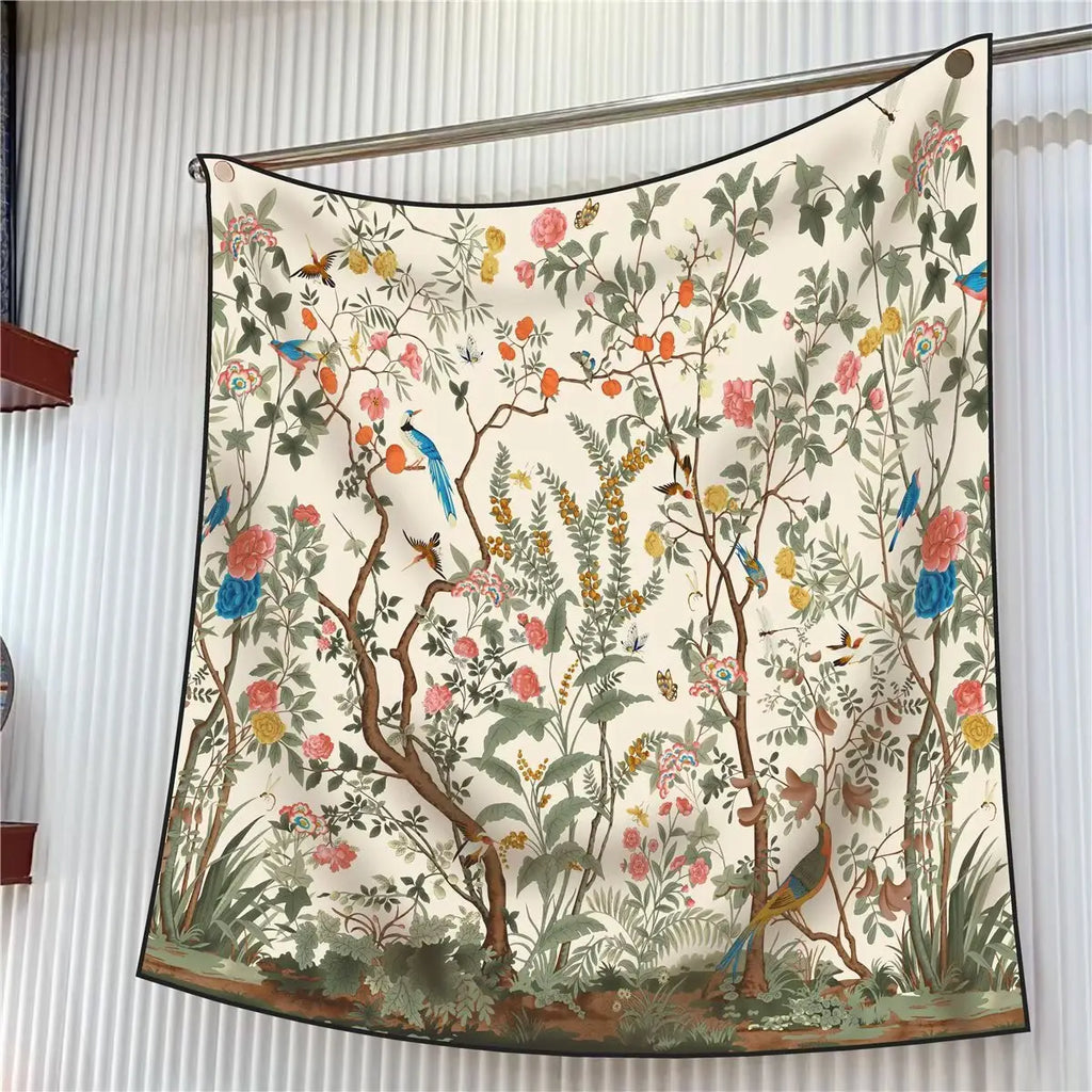 Jungle Birds Twill Silk Travel Scarf