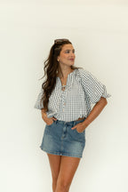 Vera Drawstring Check Top