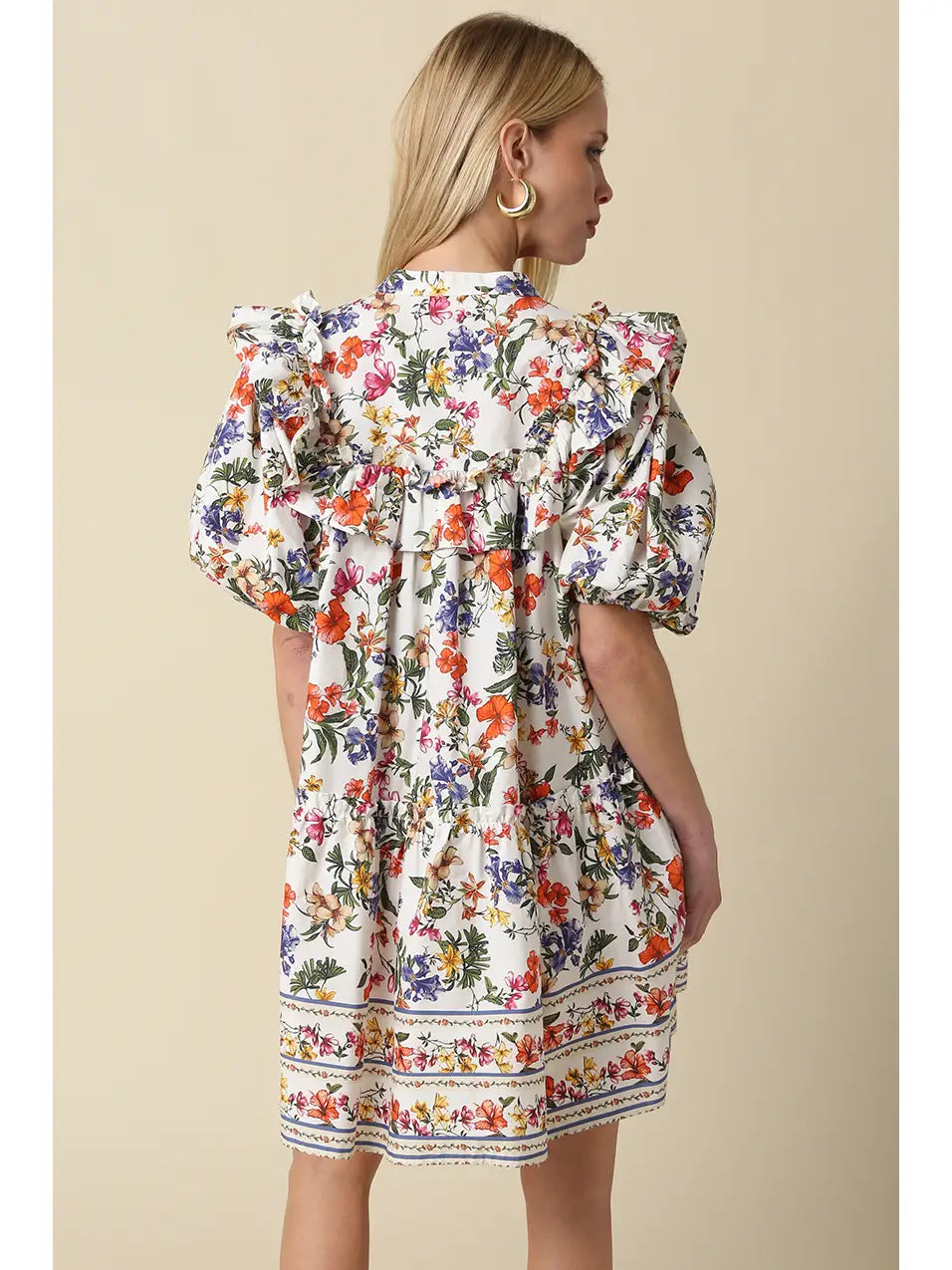 Elyse Floral Ruffle Yoke Mini Dress