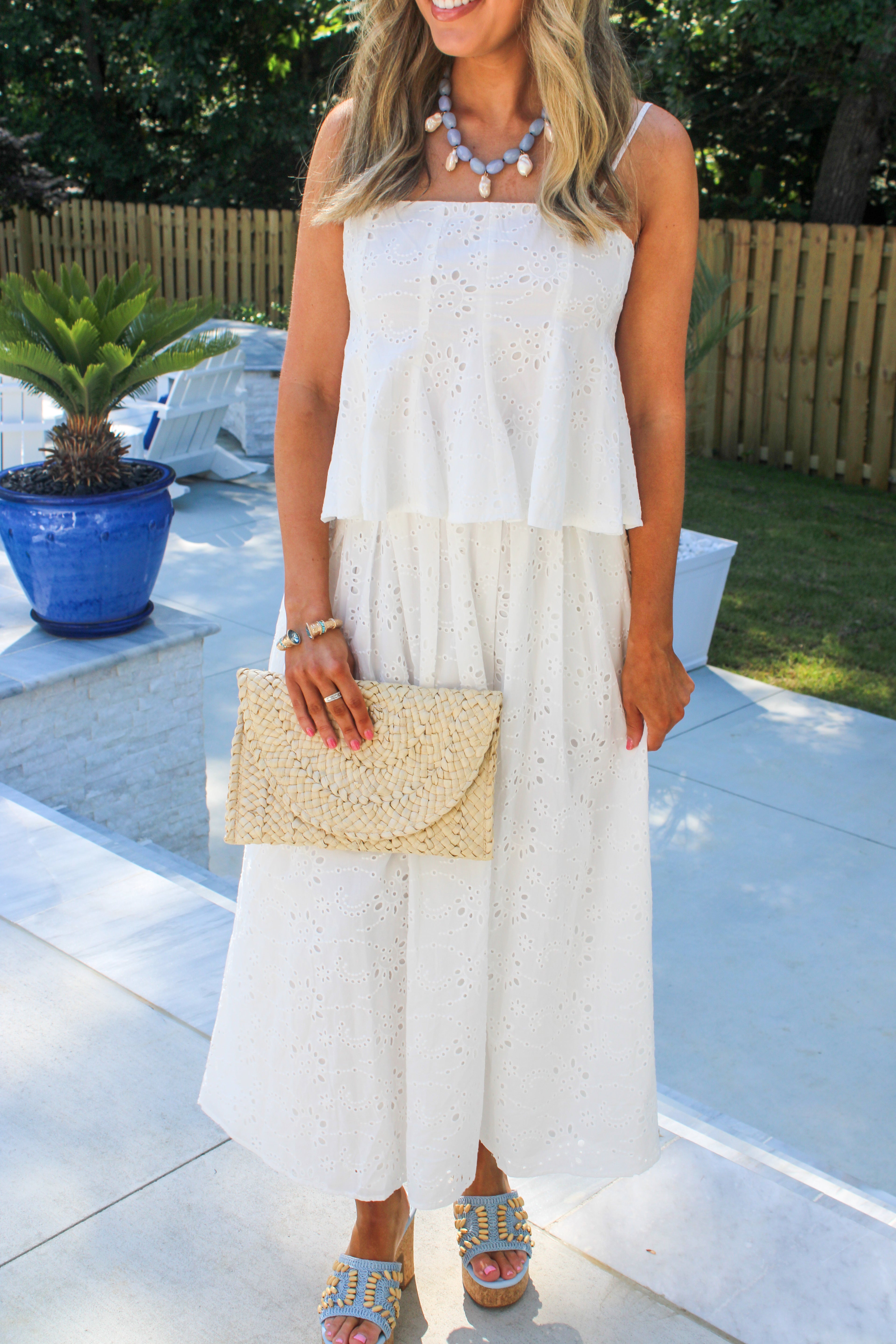 Eyelet Peplum Cami and Pleated Flare Midi Skirt The Swank Company Eyelet Peplum Cami and Pleated Flare Midi Skirt The Swank Company