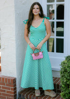 Braelyn Striped Bow-Strap Maxi Dress