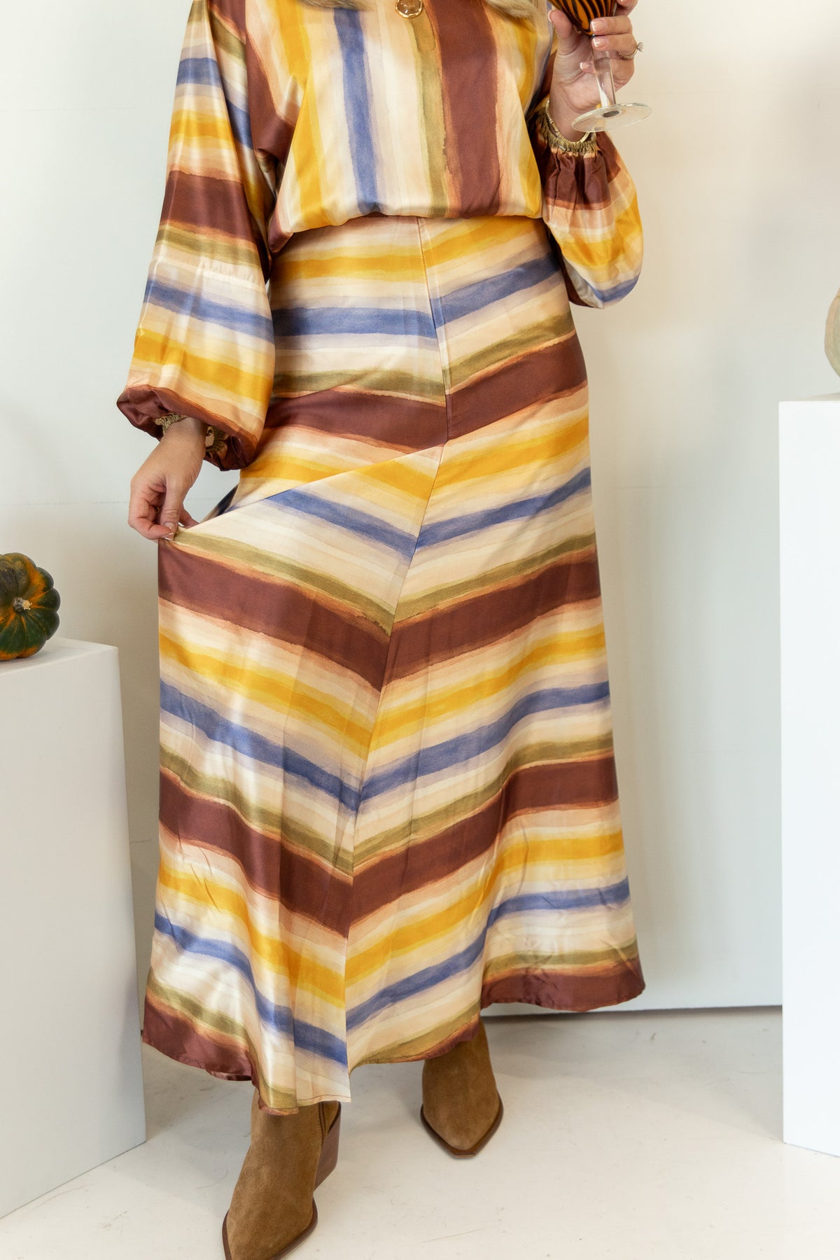 Leah Striped Maxi Skirt