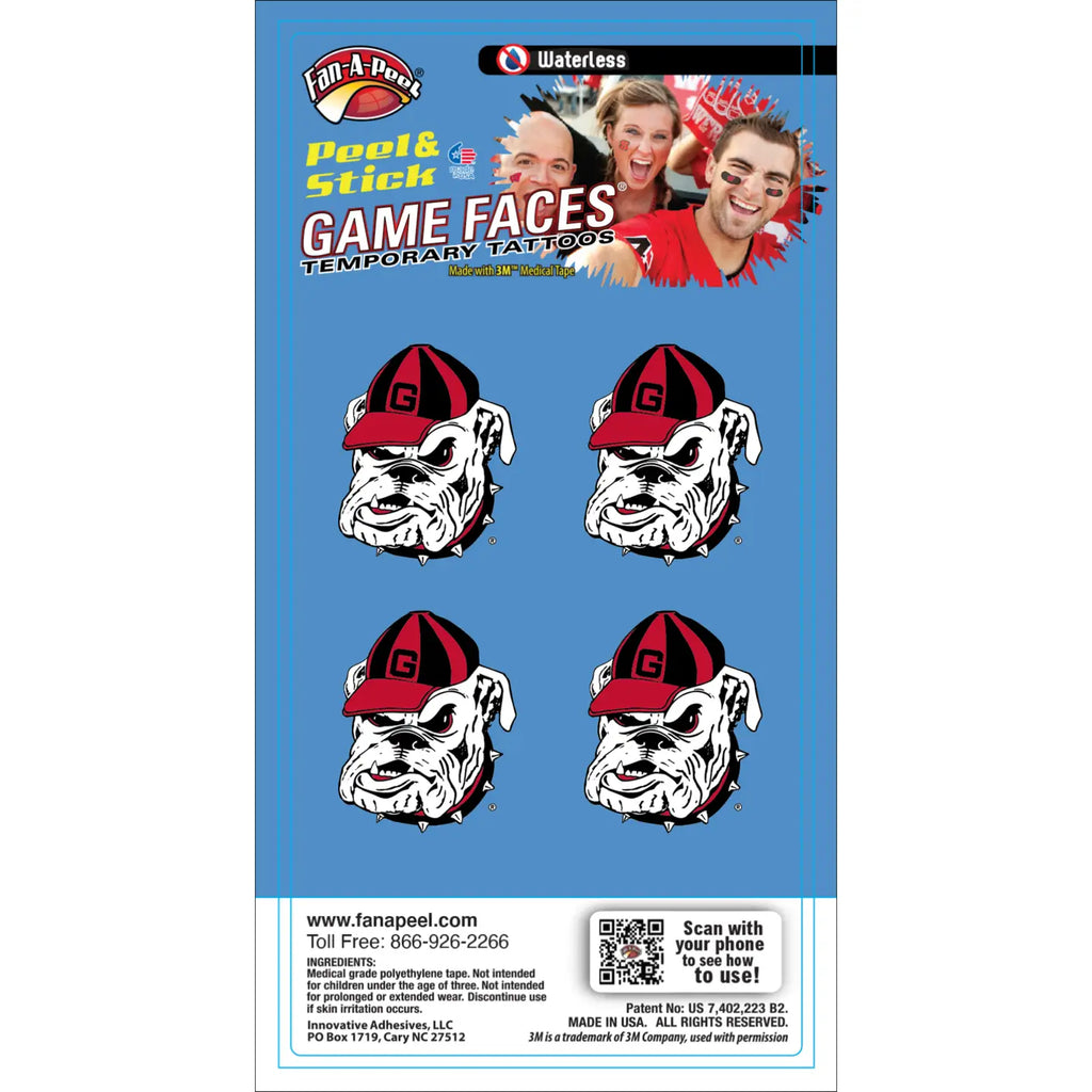 Georgia Gameday Temporary Face Tattoo