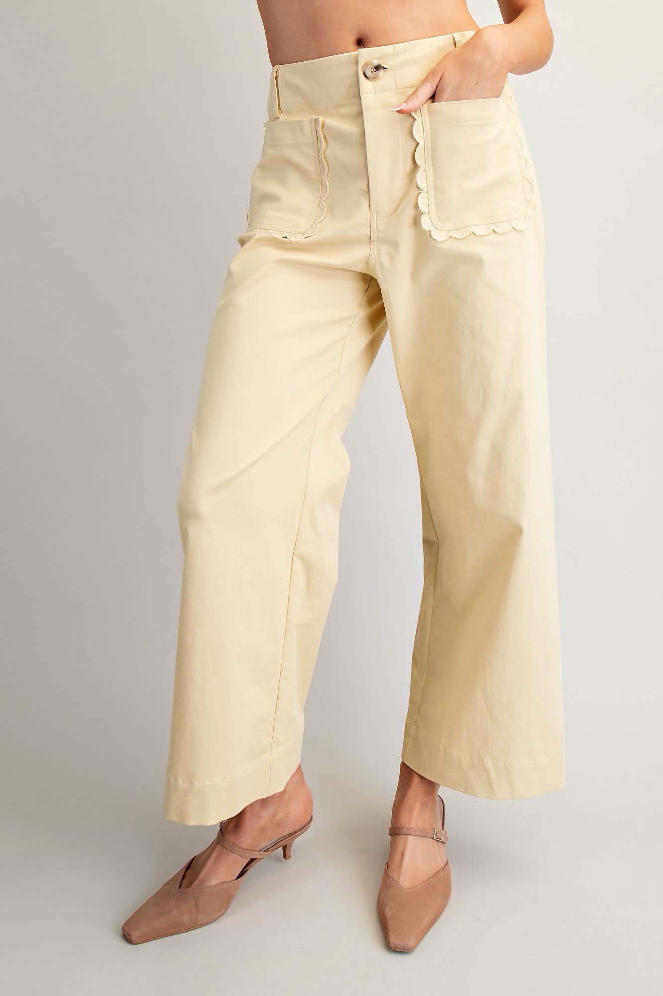 Clara High-Rise Scallop Pocket Pants