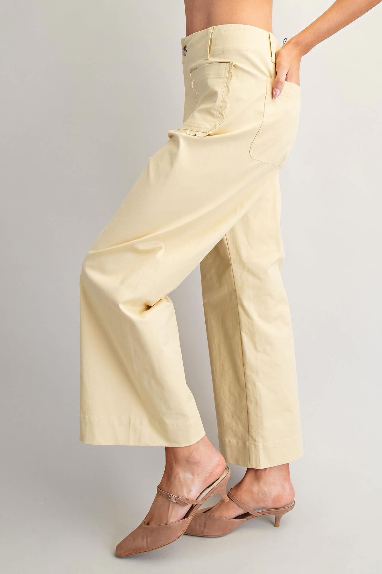 Clara High-Rise Scallop Pocket Pants