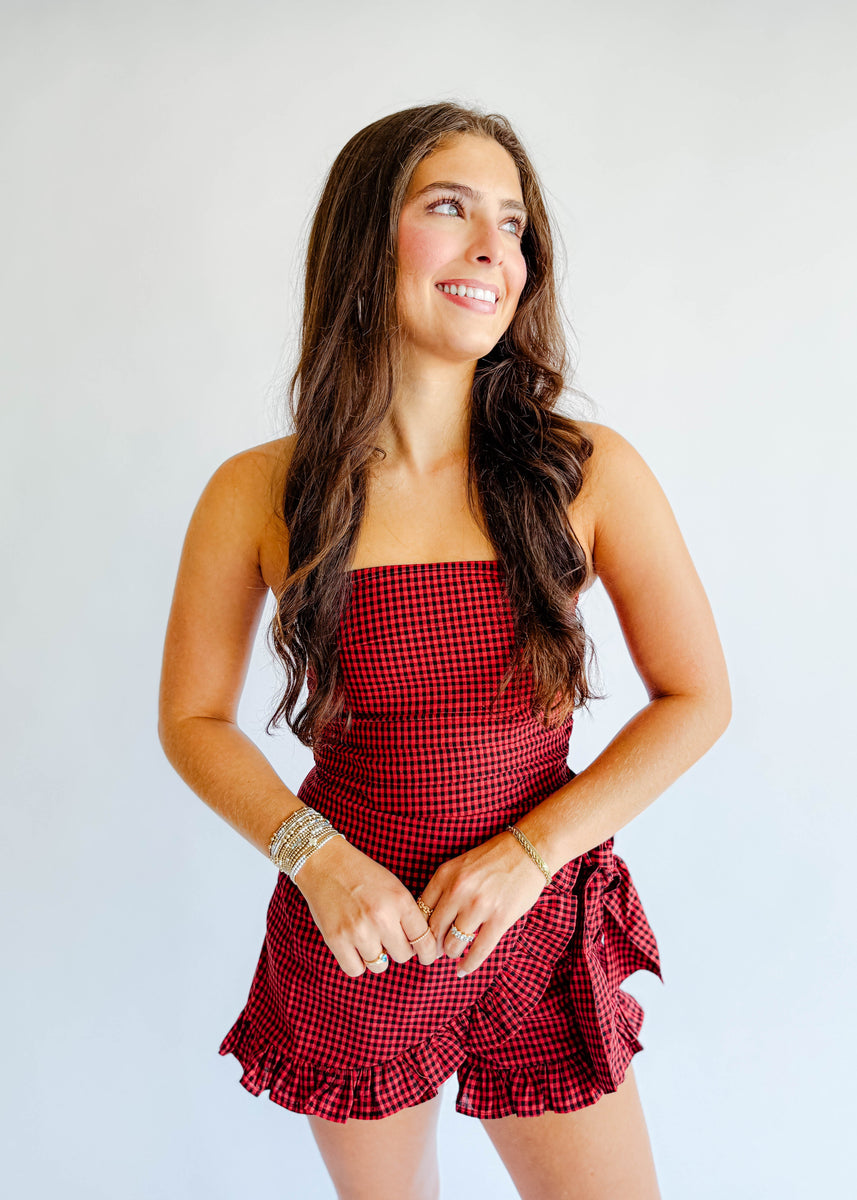 Ruby Gingham Ruffle Romper