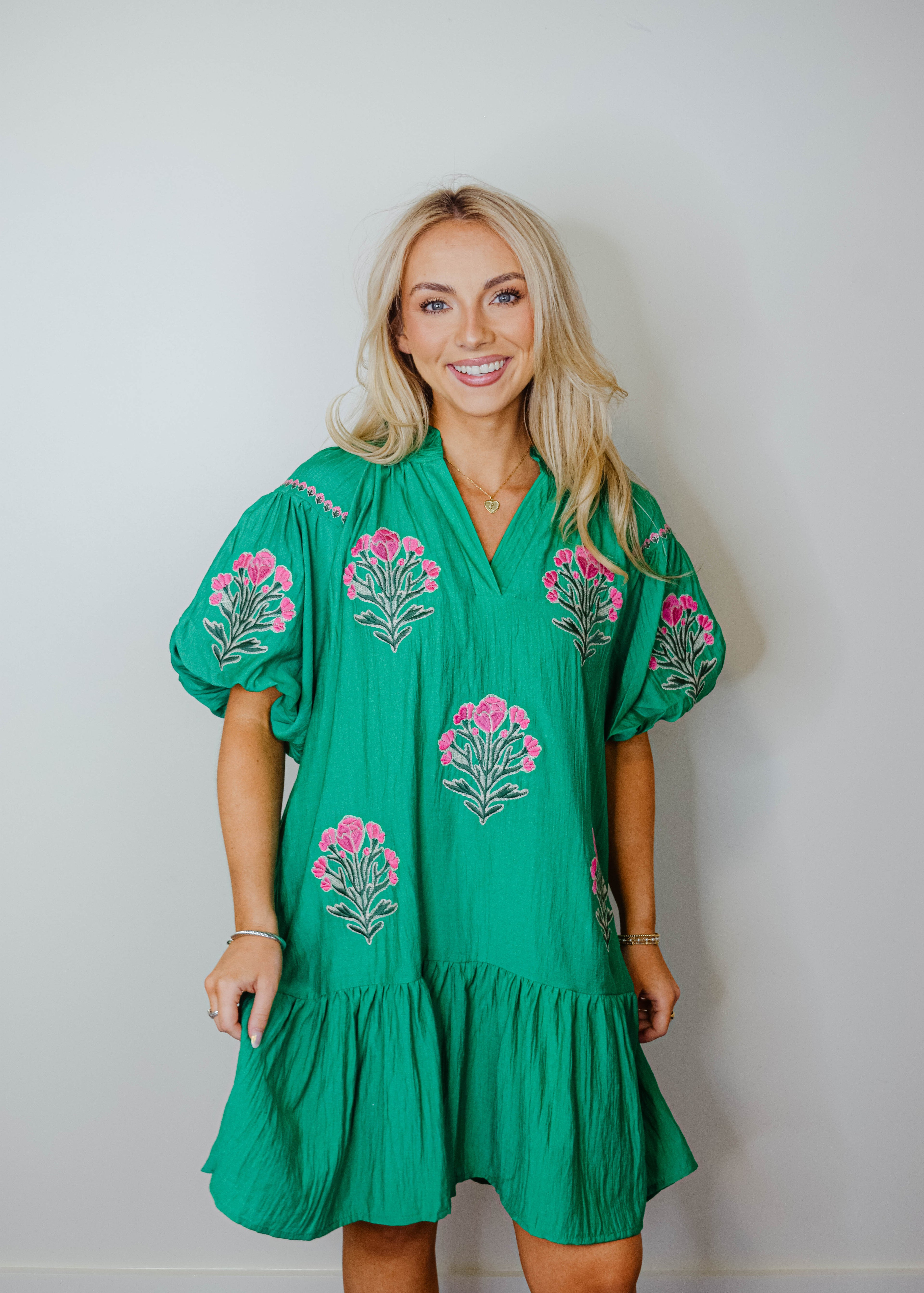 Zinnia Bubble Sleeve Mini Dress