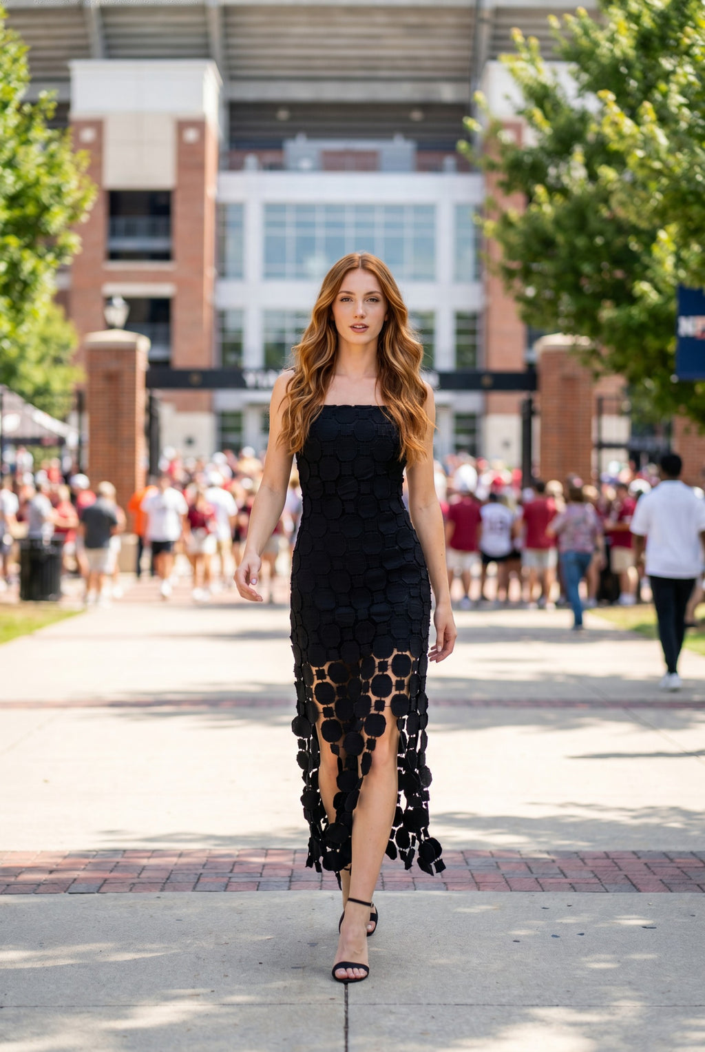 Anniston Strapless Textured Midi Dress