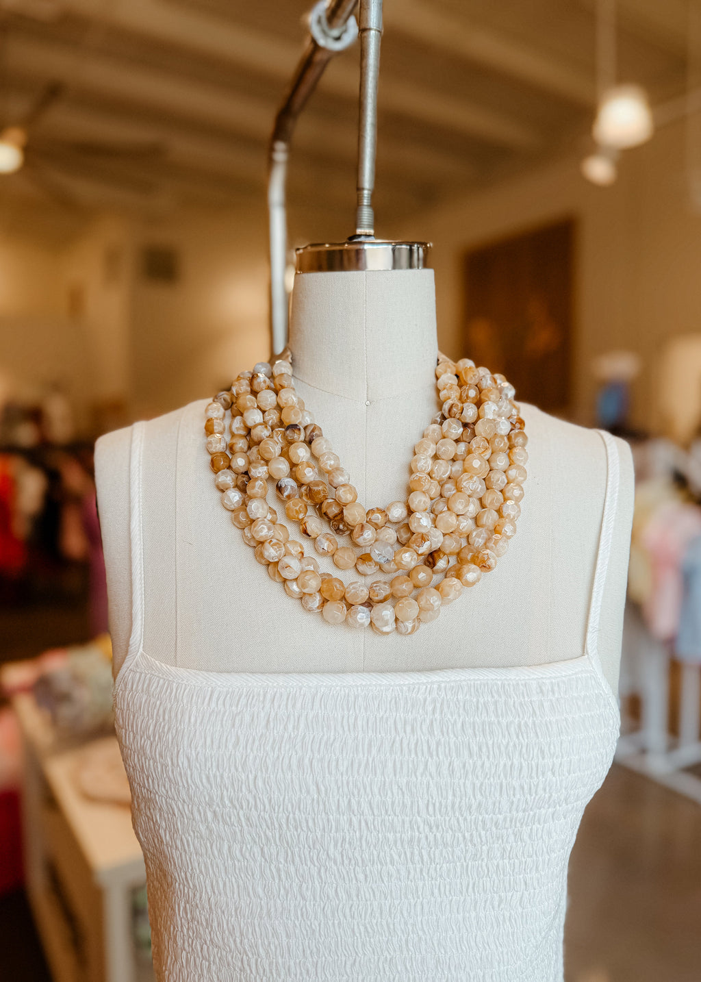 Selene Agate Bead Necklace