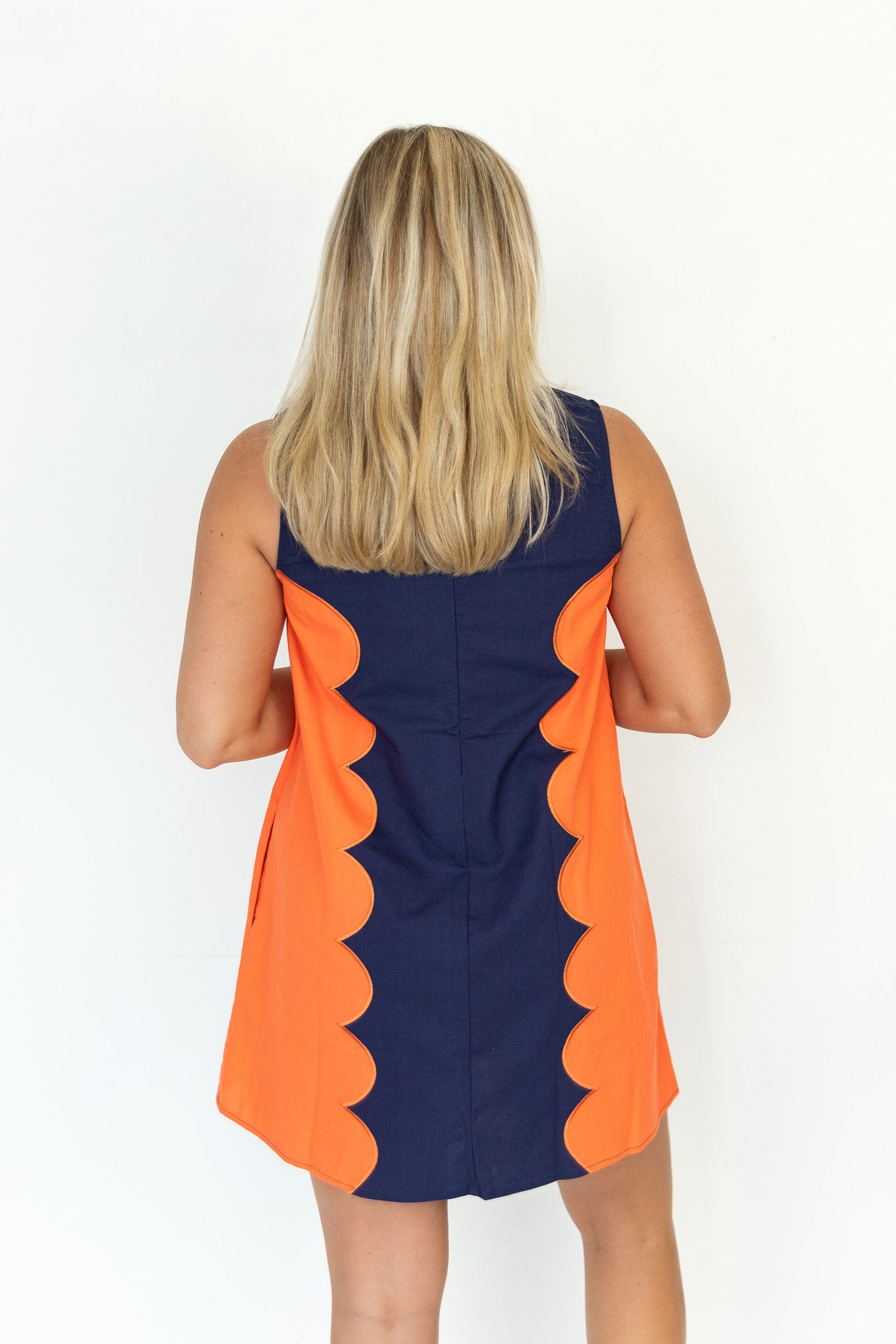 Ellie Scalloped Colorblock Shift Dress