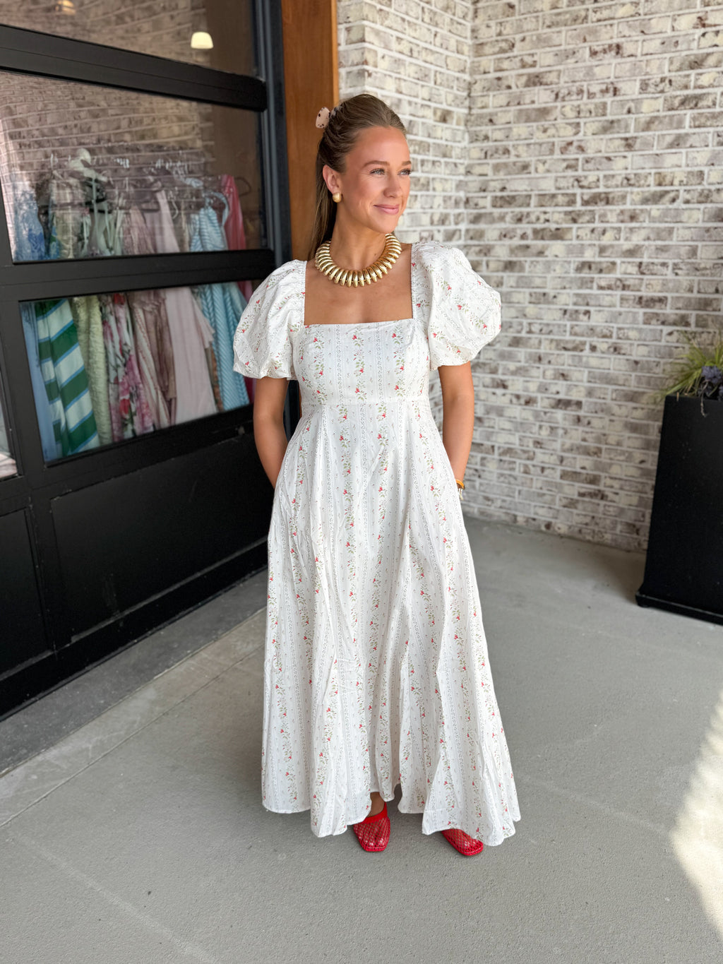 Rosalie Garden Square Midi Dress