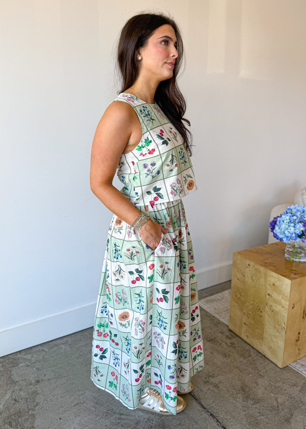 Petal Printed Midi Skirt