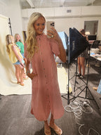 Gingham Short Sleeve Relaxed Midi Dress