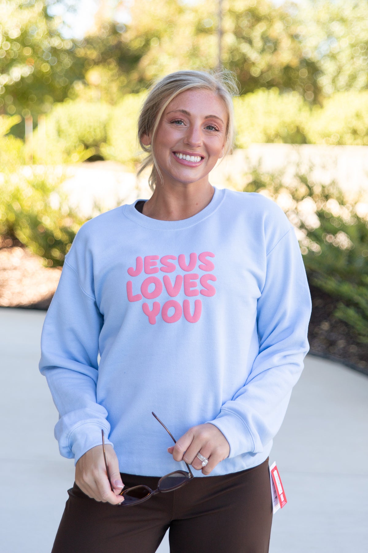 Jesus Loves You Puff Print Sweatshirt