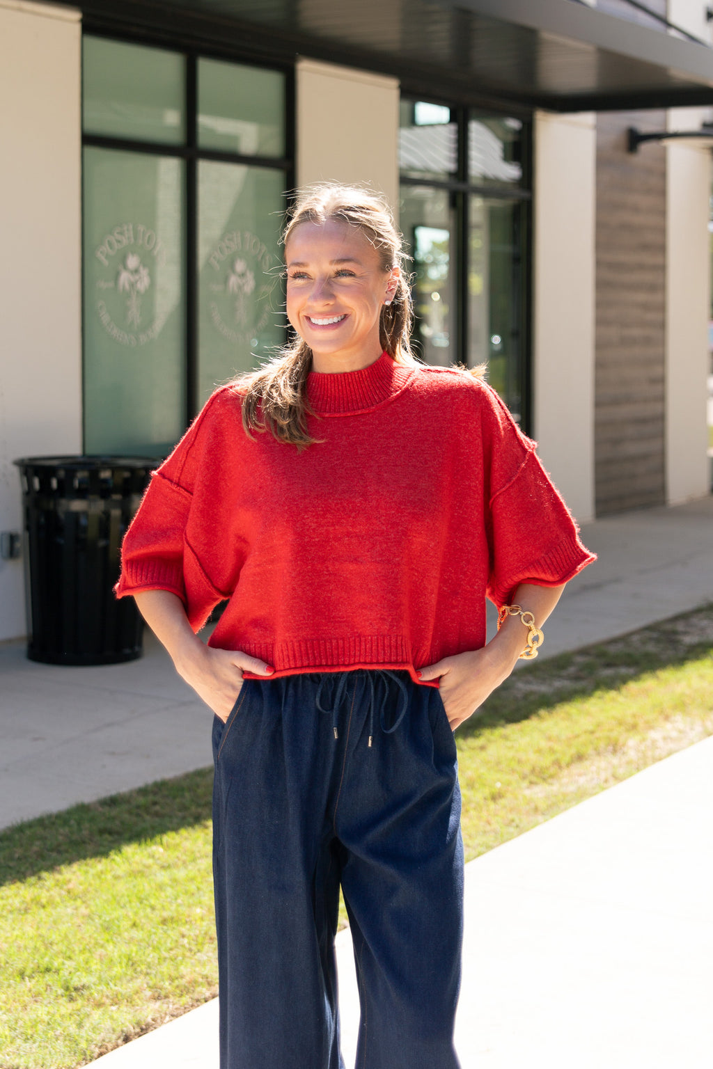 Laidback Luxe Sweater in Red
