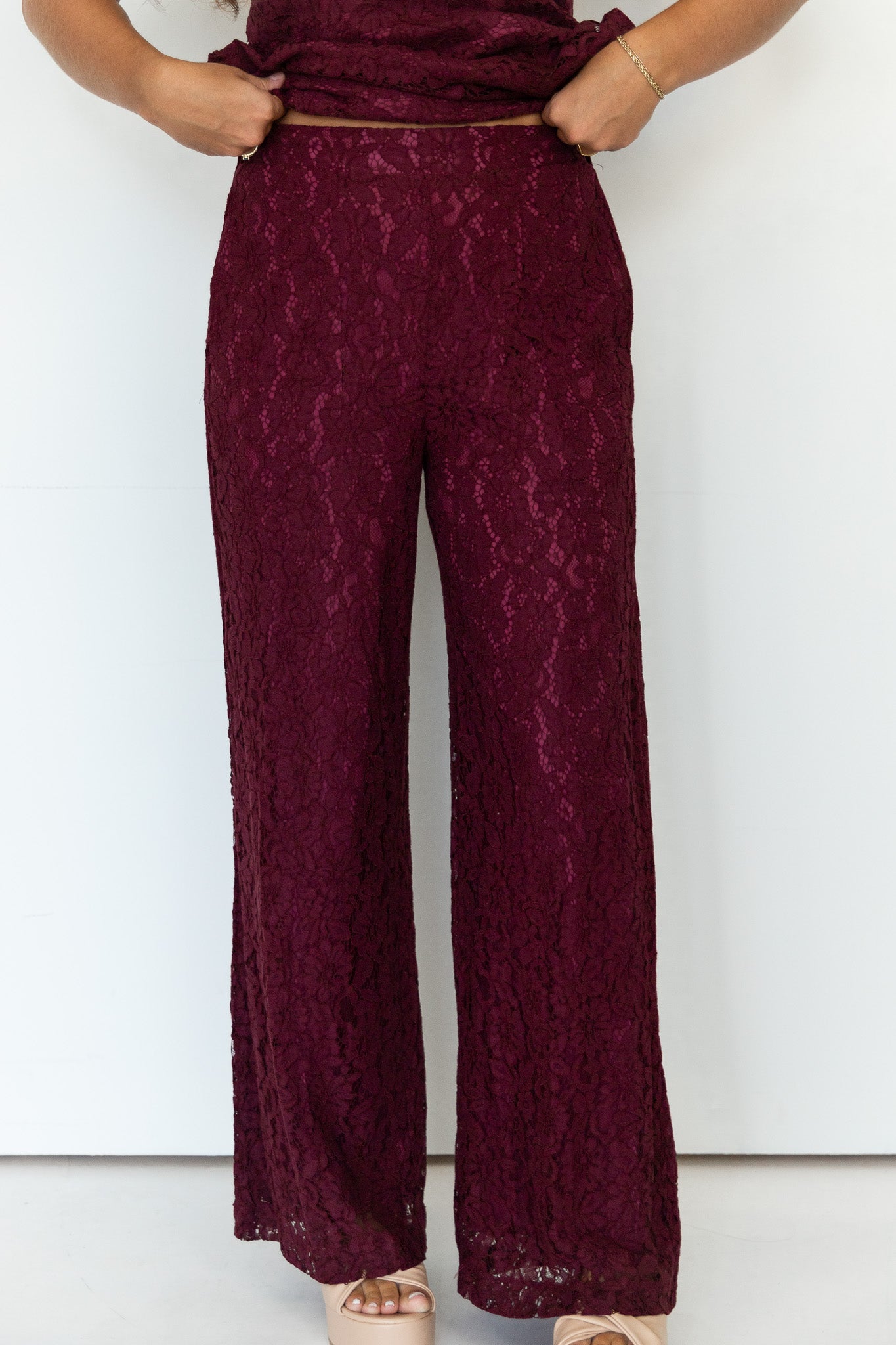 Della Wide‑Leg Lace Pants