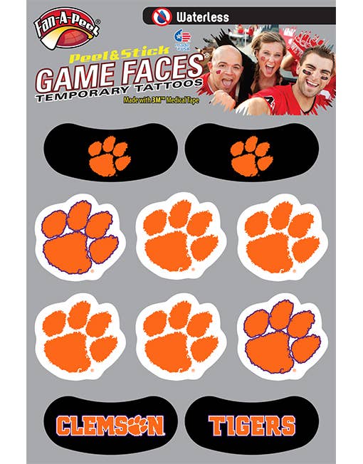 Clemson Game Faces® Temporary Tattoos