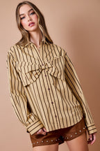 Annie Striped Bow Detail Top