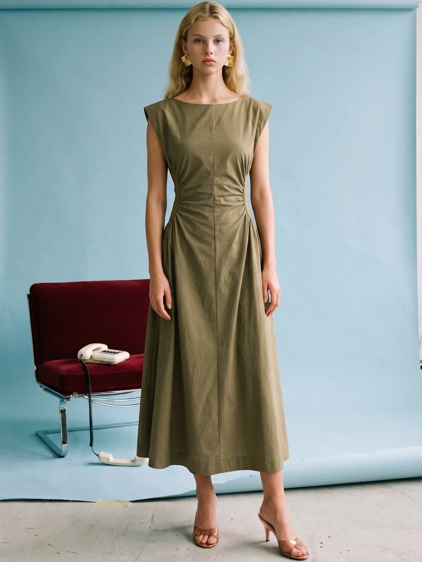 Mabel Ruched Midi Dress