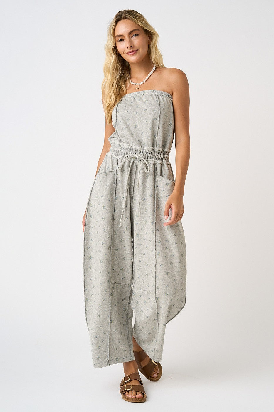 Talia Floral Strapless Jumpsuit