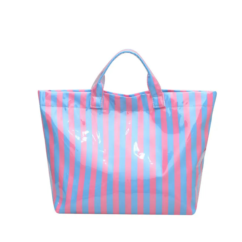 Color Block Striped Tote Bag