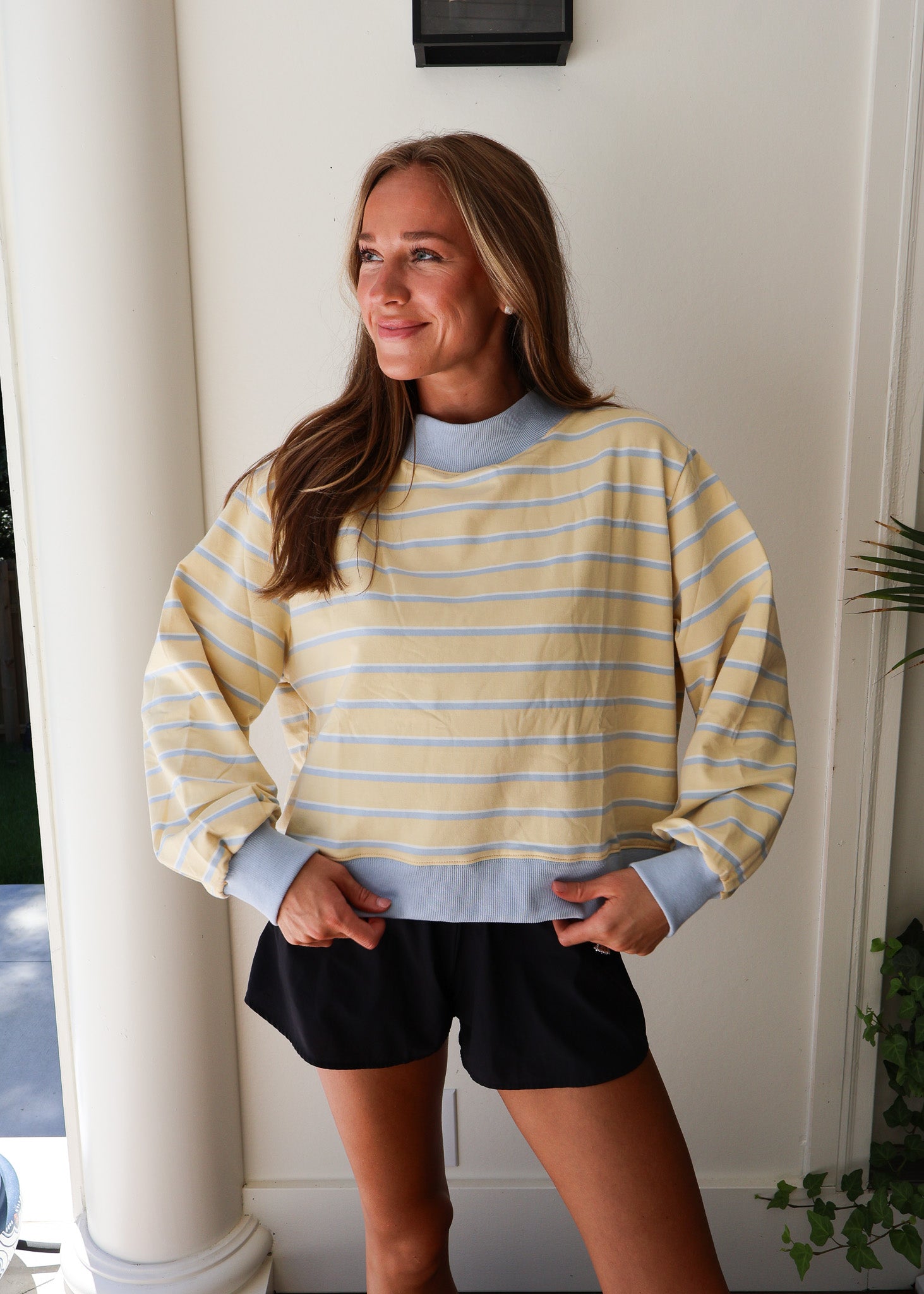 Molly Mockneck Stripe Sweatshirt