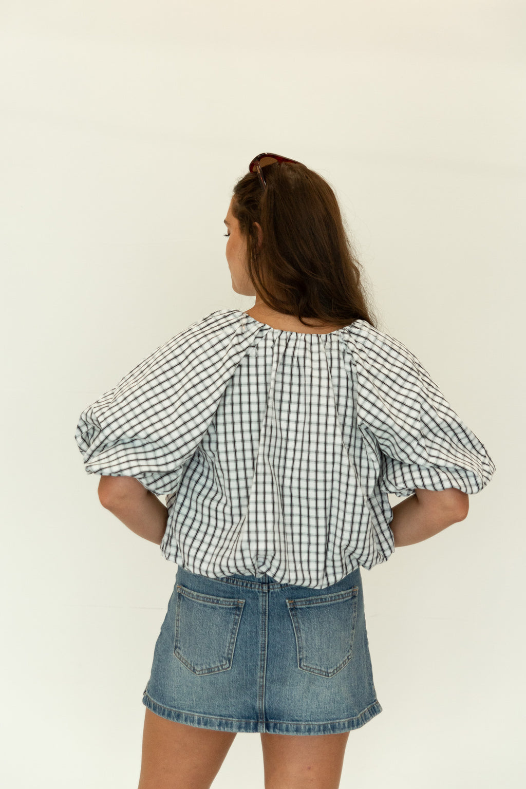 Vera Drawstring Check Top