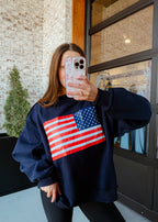 USA Flag Print Reversible Sweatshirt