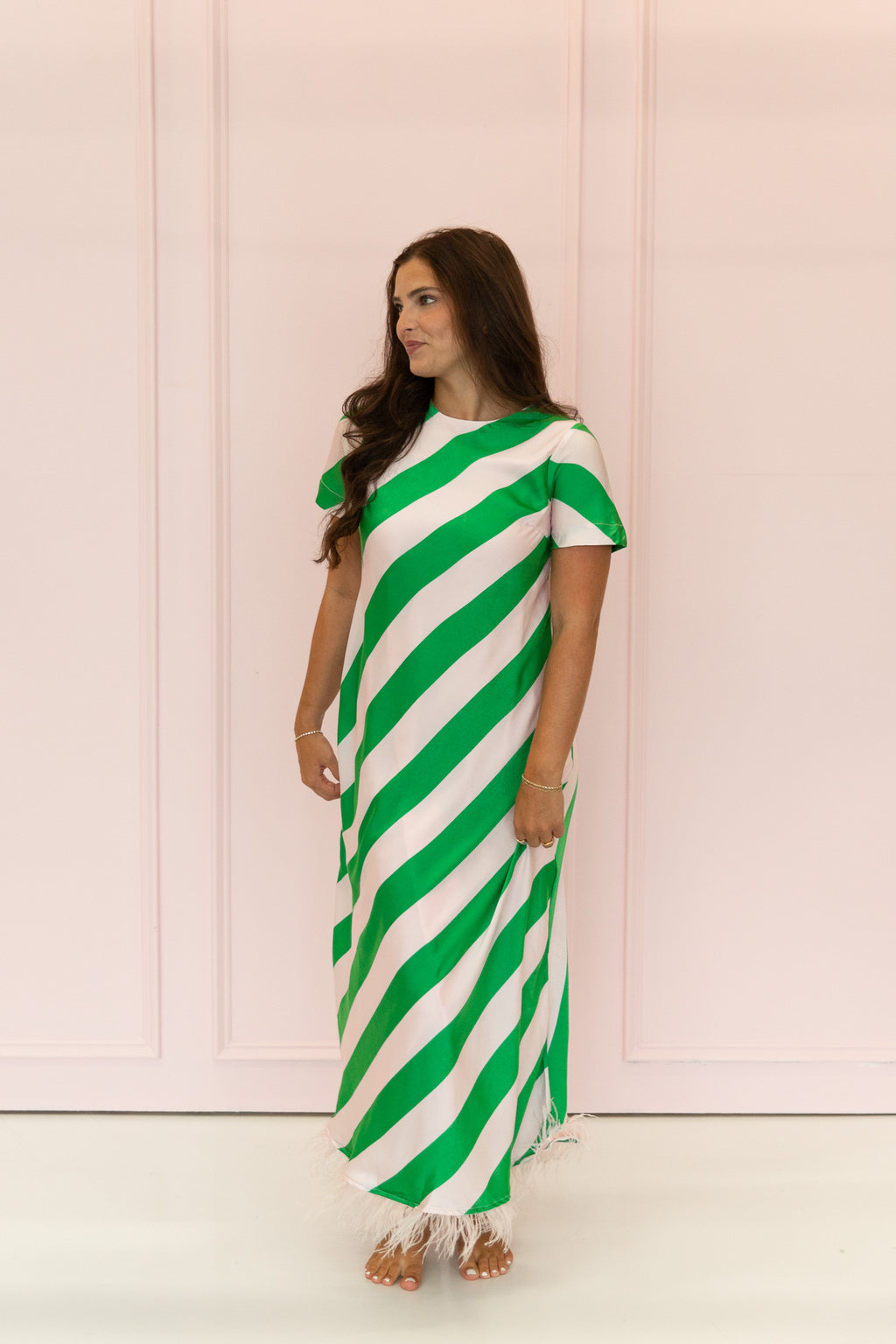 Aveline Striped Dress in Pink
