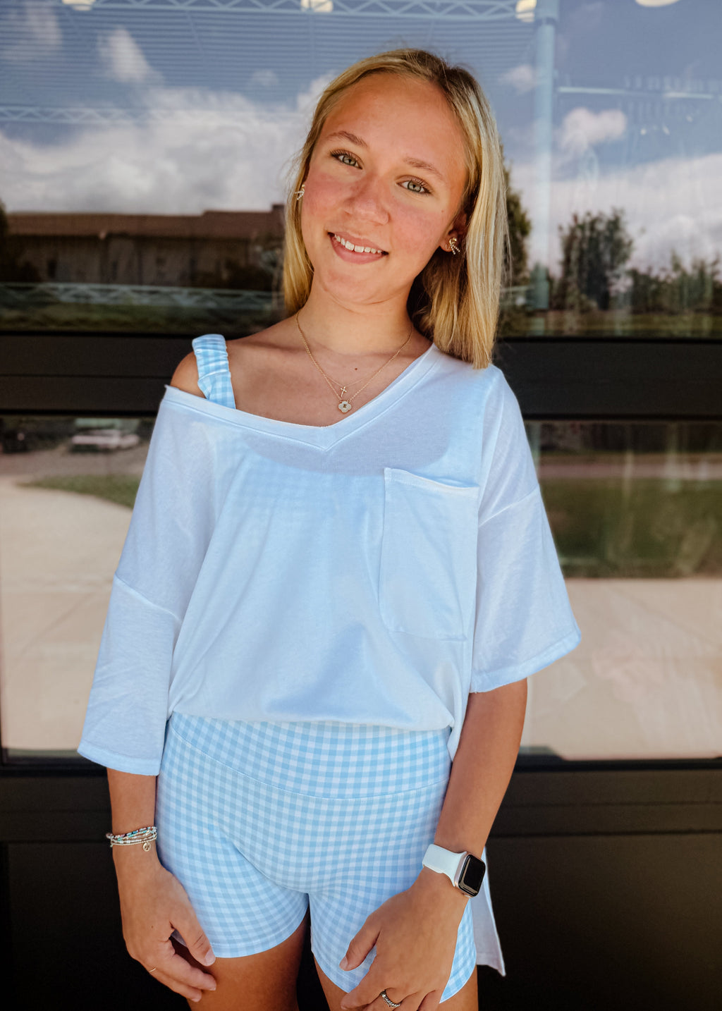 Gingham Print Ruched Bra Top