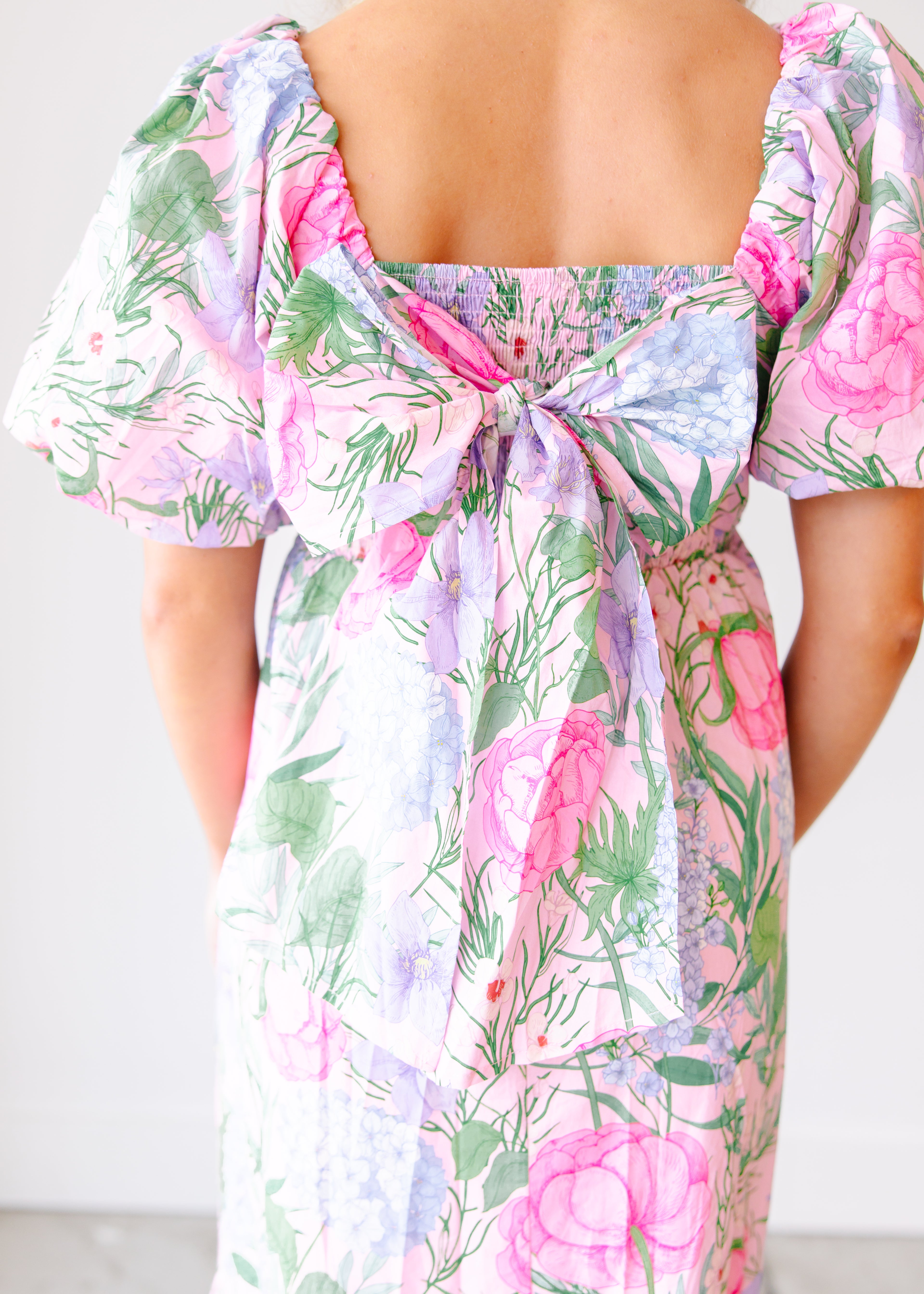 Annie Floral Square Neck Midi Dress