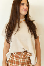 Genevieve Viscose Mock-Neck Boxy Sweater
