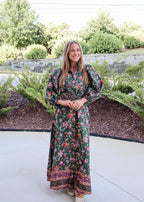 Naomi Floral Belted Button Dress