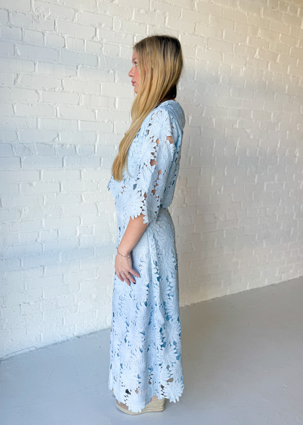 Diana Floral Lace Crop Top and Midi Skirt Set