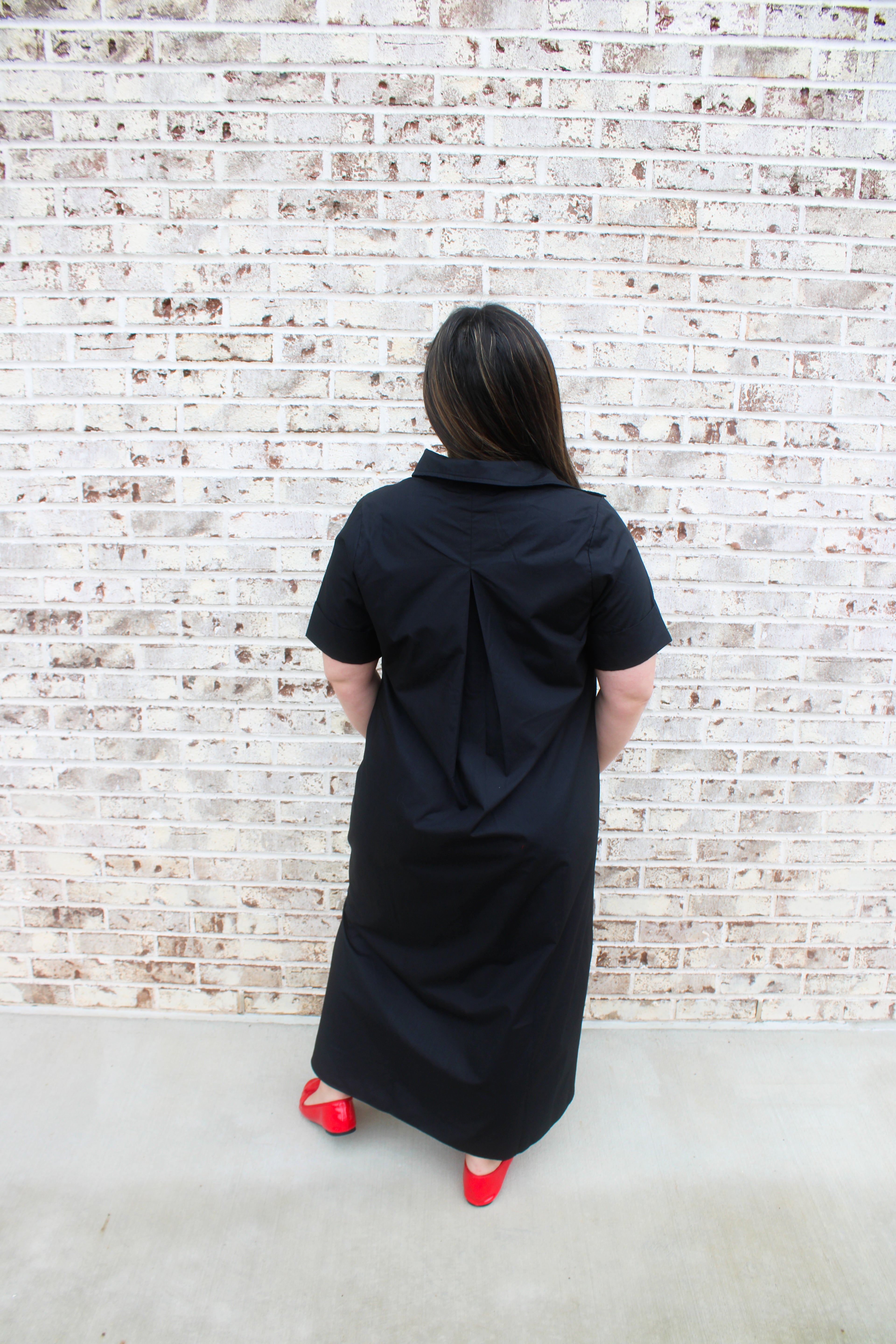 Evelyn Button Front Shirt Midi Dress