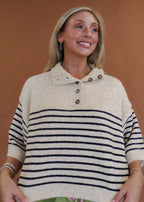 Tatum Stripe Knit Top in Ecru