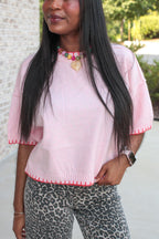 Mabel Stitch Oversized Sweater in Pink/Orange