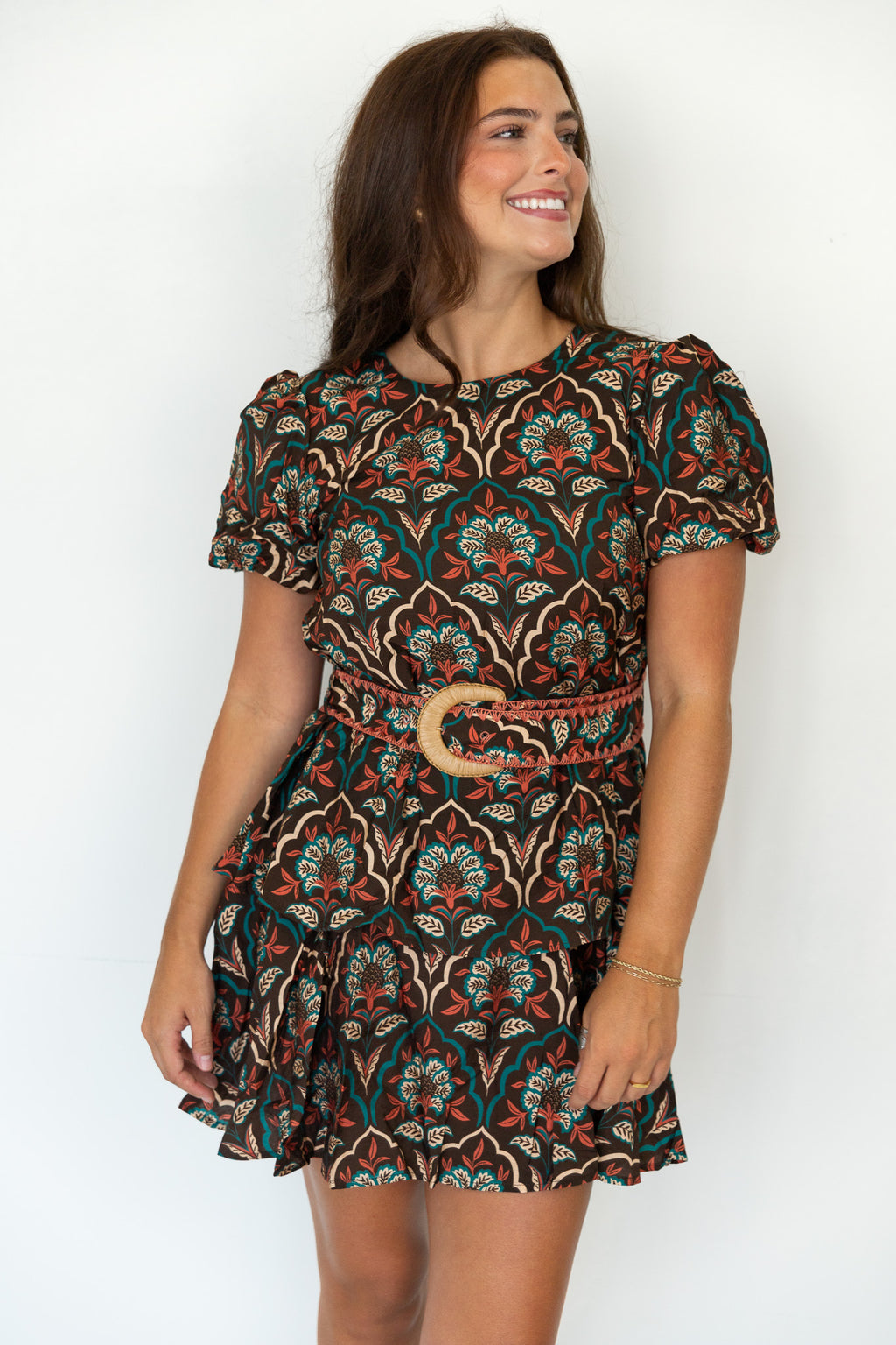 Monroe Floral Belted Mini Dress