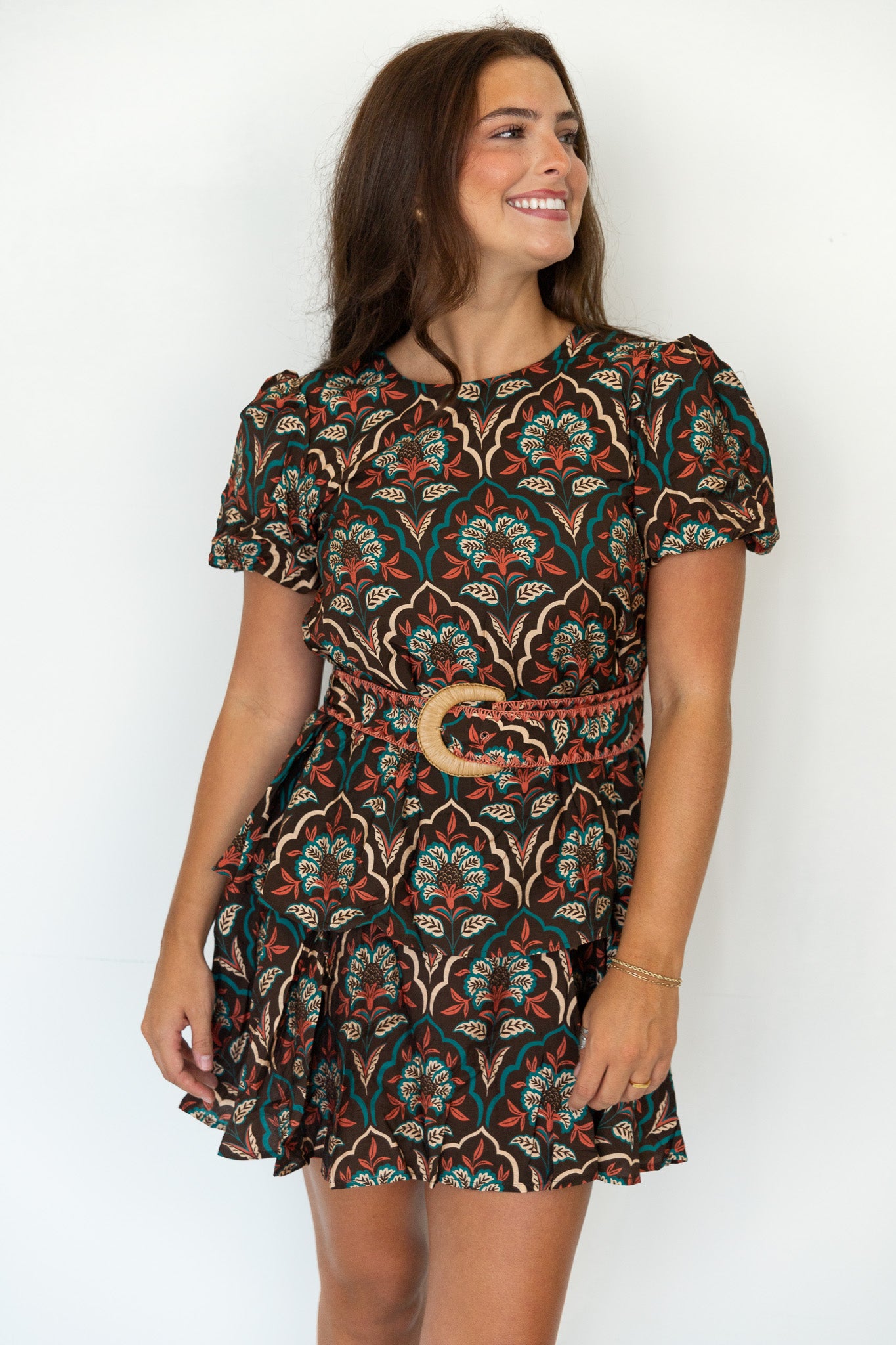 Monroe Floral Belted Mini Dress