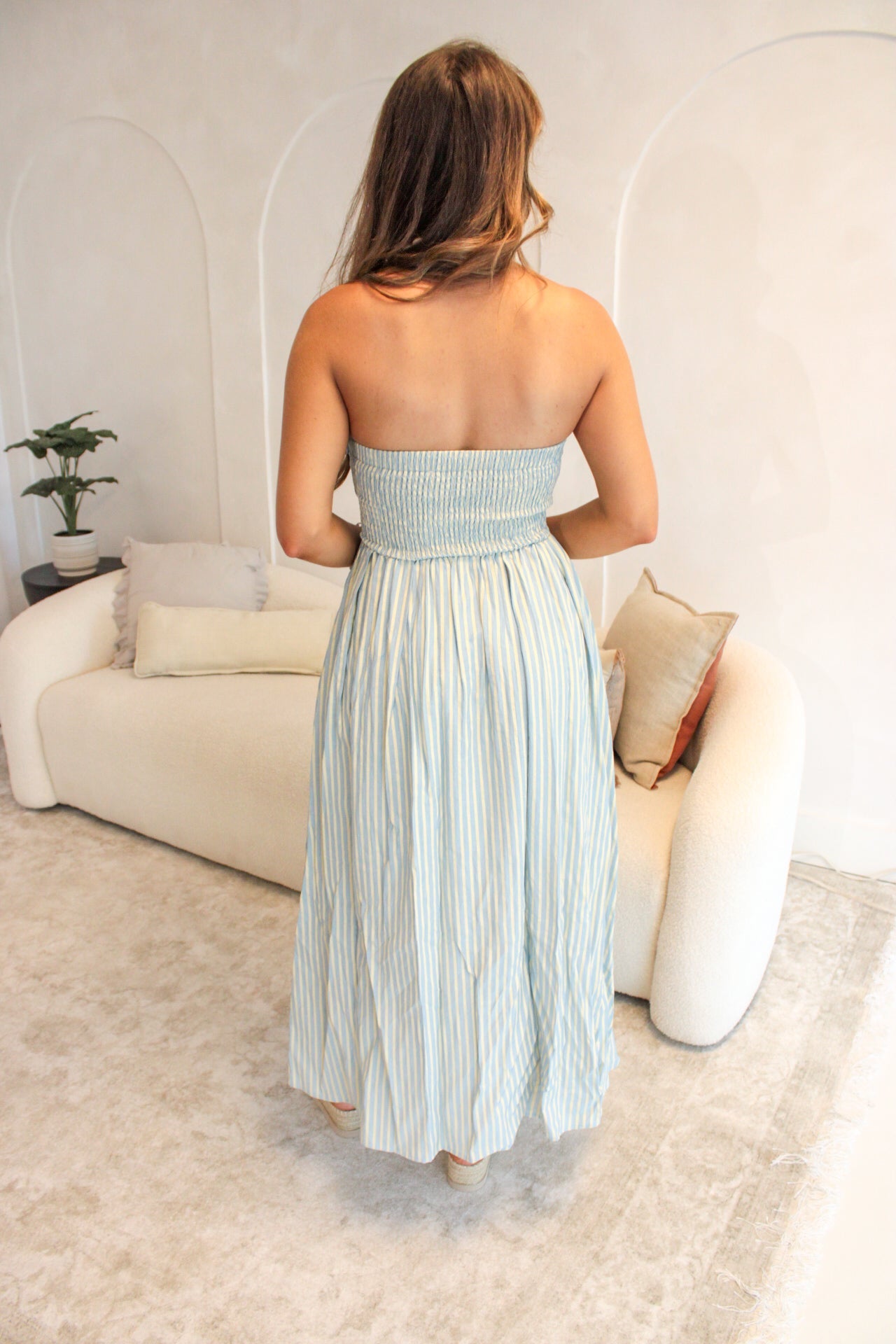Allison Strapless Striped Maxi Dress