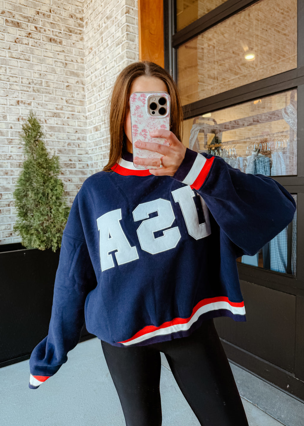 USA Contrast Trim Sweatshirt